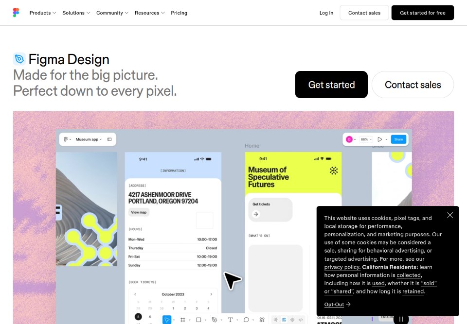 Frozen desktop design page