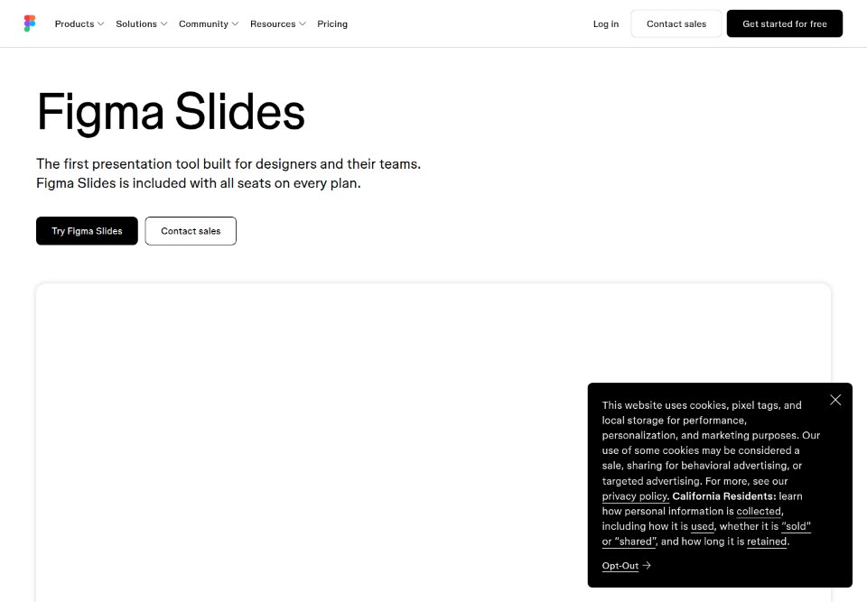 Frozen desktop slides page