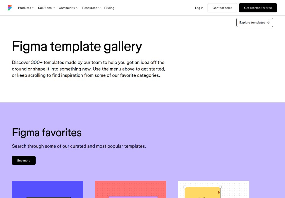 Frozen desktop templates page